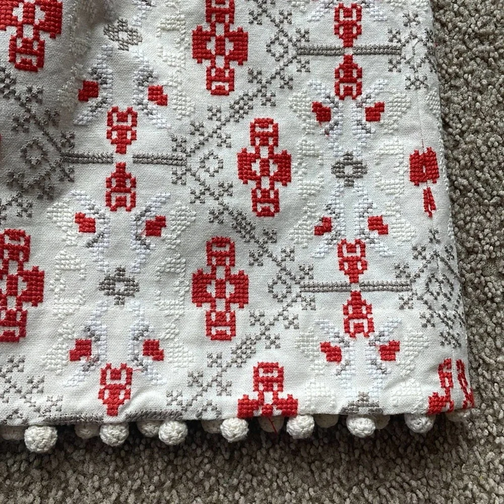 Maeve Anthropologie Blooma Cross Stitch skirt size  6 Pom - Picture 2 of 4